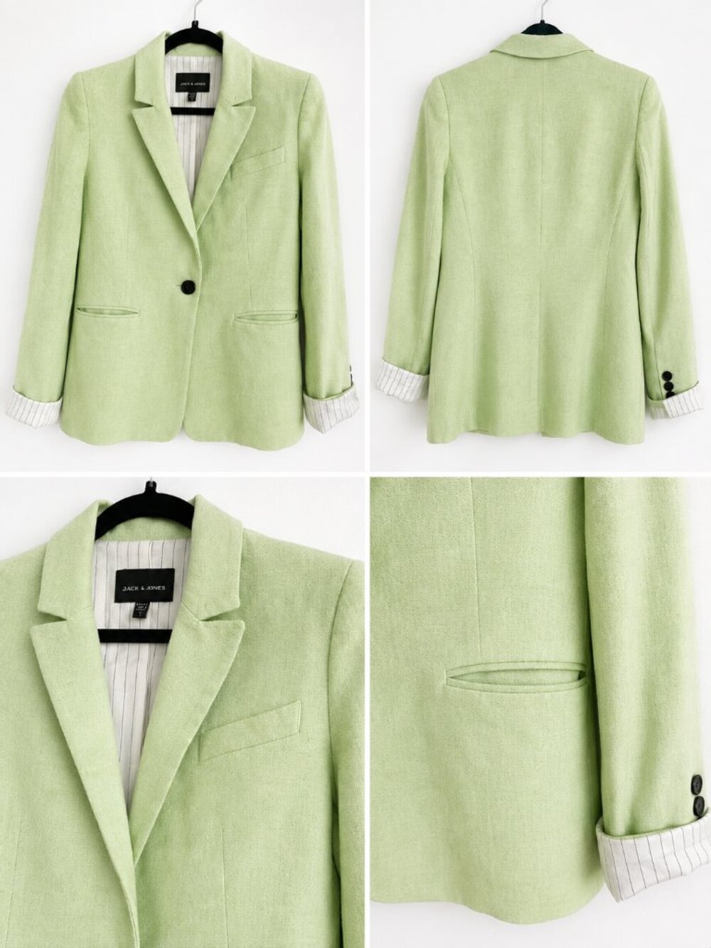 Judith & Charles 100% Linen Blazer | Pistachio Green | Size 4 | Made in Canada